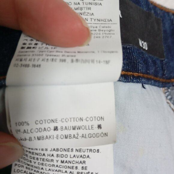 SISLE Jeans Distressed Patched Knee Hole Women's 30W Dark Wash Cuffed Skinny - Picture 11 of 14